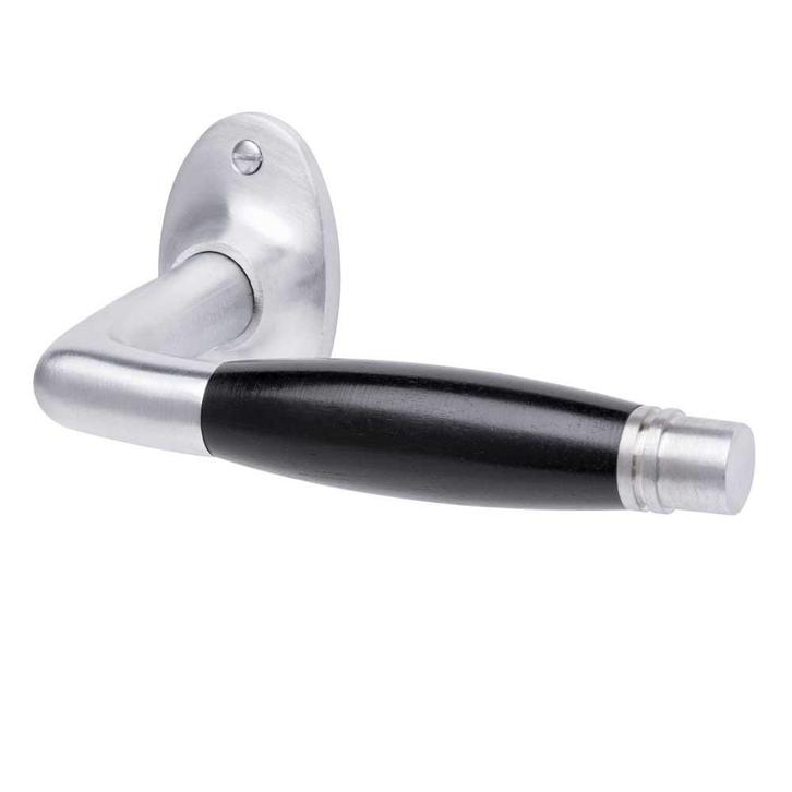 Deurklink - Deco mat nikkel, ovaal rozet, Doe-het-zelf en Verbouw, Hang- en Sluitwerk, Klink of Kruk, Nieuw, Koper of Messing