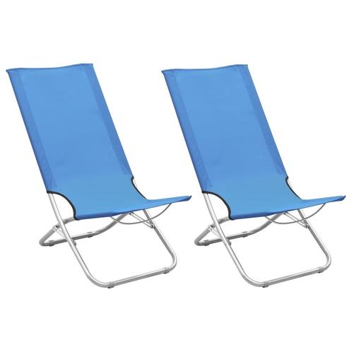 vidaXL Strandstoelen 2 st inklapbaar stof blauw, Tuin en Terras, Tuinstoelen, Nieuw, Verzenden