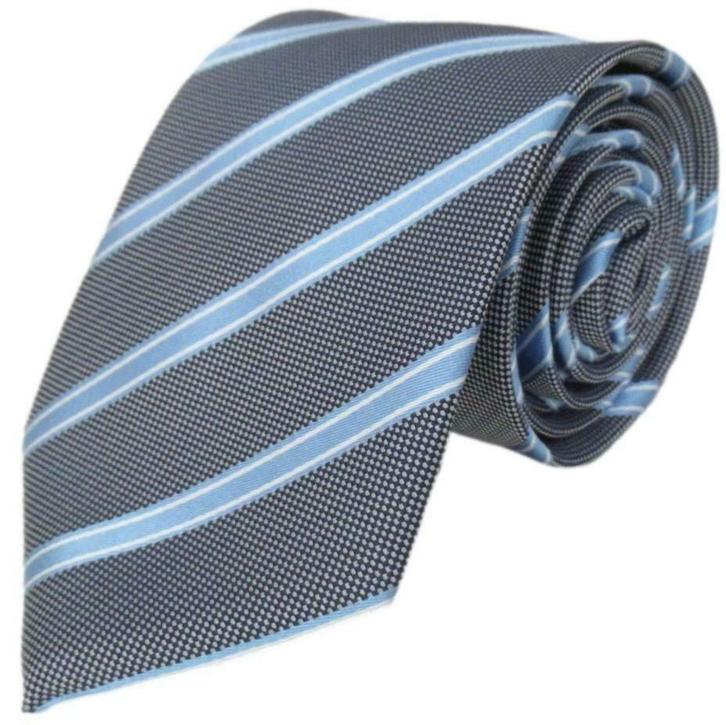 Grijze stropdas met lichtblauwe strepen, Kleding | Heren, Stropdassen, Met patroon, Grijs, Nieuw, Verzenden