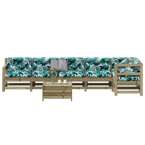 vidaXL 7-delige Loungeset met kussens geïmpregneerd, Tuin en Terras, Tuinsets en Loungesets, Loungeset, Nieuw, Verzenden
