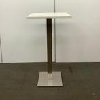 Tweedehands statafel op metalen poot, Hoogte 113 cm, Wit -, Ophalen of Verzenden, Gebruikt
