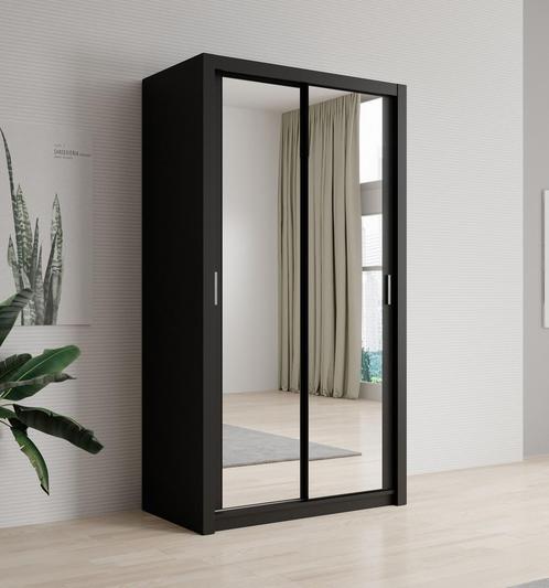 Kledingkast mat zwart - 120x62x215 - Kleerkast spiegel, Huis en Inrichting, Kasten | Vitrinekasten, 50 tot 75 cm, Nieuw, 200 cm of meer