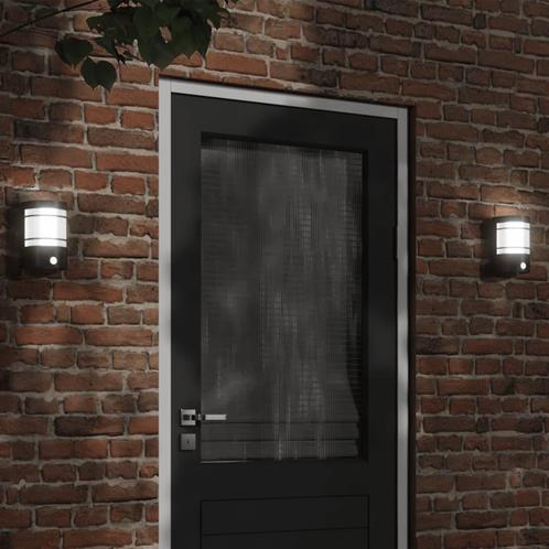 vidaXL Buitenwandlampen 2 st met sensors roestvrijstaal, Tuin en Terras, Buitenverlichting, Nieuw, Verzenden