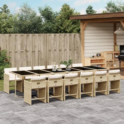 vidaXL 13-delige Tuinset met kussens poly rattan beige, Tuin en Terras, Tuinsets en Loungesets, Tuinset, Nieuw, 2 zitplaatsen
