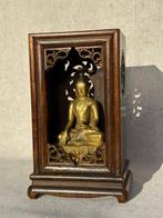 Boeddha inclusief altaarkast - Brons, Hout - Tibet - Eind, Antiek en Kunst