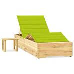 vidaXL Ligbed met tafeltje en kussen geïmpregneerd, Tuin en Terras, Ligbedden, Verzenden, Nieuw
