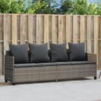 vidaXL Ligbed met kussen poly rattan grijs, Verzenden, Nieuw