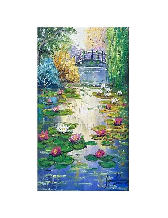 Miquel Solís (1957) - Calm water lily garden, Antiek en Kunst, Kunst | Schilderijen | Klassiek