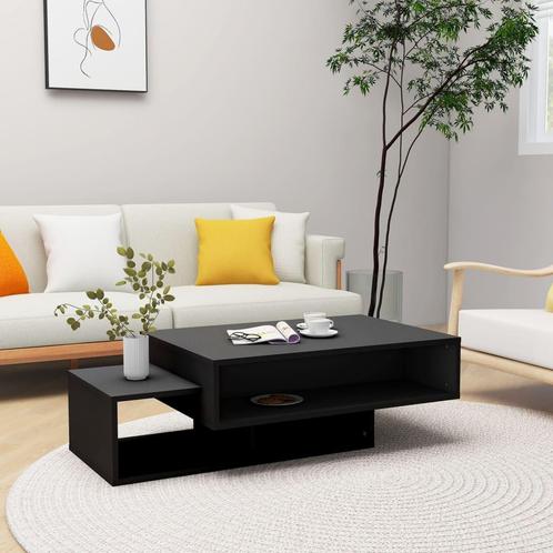 vidaXL Salontafel 105x55x32 cm bewerkt hout zwart, Huis en Inrichting, Tafels | Salontafels, 100 tot 150 cm, Nieuw, Overige houtsoorten