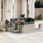 vidaXL 9-delige Loungeset met kussens poly rattan grijs, Verzenden, Nieuw, Rotan, Loungeset
