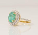 Cocktailring - 14 karaat Geel goud - 2.45ct. tw. Smaragd -, Sieraden, Tassen en Uiterlijk, Antieke sieraden