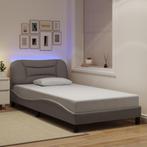 vidaXL Bedframe met LED zonder matras 100x200 cm stof Taupe, 100 cm, Eenpersoons, Verzenden, Nieuw