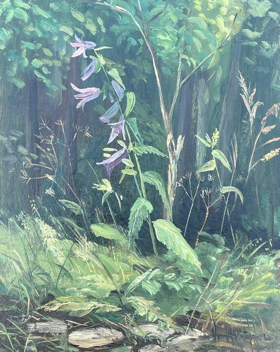 Dieter Wulff (1929-2010) - Glockenblumen im Wald, Antiek en Kunst, Kunst | Schilderijen | Klassiek