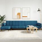 vidaXL Slaapbank L-vormig 275x140x70 cm fluweel blauw, Huis en Inrichting, Banken | Bankstellen, Verzenden, Nieuw, Stof, Minder dan 150 cm