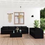 vidaXL 8-delige Loungeset met kussens poly rattan zwart, Tuin en Terras, Verzenden, Nieuw, Rotan, Loungeset