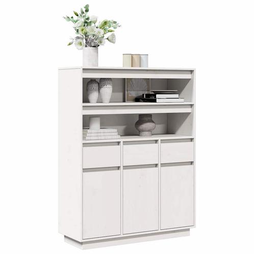 vidaXL buffetkast 89x34x116,5 cm massief grenenhout wit, Huis en Inrichting, Kasten | Buffetkasten, Nieuw, Grenenhout, Verzenden