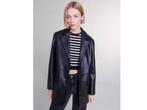 Maje - Zwarte leren damesjas - Maat 38 - Rechte pasvorm, Kleding | Dames, Verzenden, Nieuw