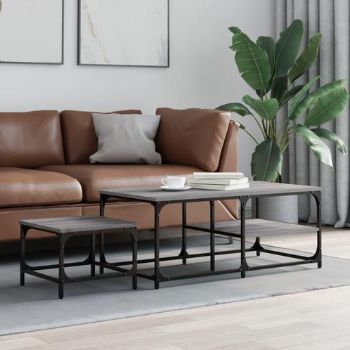 vidaXL 2-delige Tafeltjesset bewerkt hout grijs sonoma, Huis en Inrichting, Tafels | Salontafels, Nieuw, 50 tot 100 cm, Overige houtsoorten