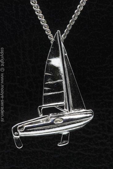 Zilveren Zeilboot ketting hanger, Sieraden, Tassen en Uiterlijk, Kettinghangers, Verzenden