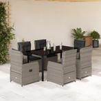 vidaXL 7-delige Tuinset met kussens poly rattan grijs, Tuin en Terras, 6 zitplaatsen, Nieuw, Tuinset, Verzenden