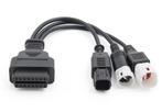 Honda/Yamaha 3+4+6-pins - 16-pins OBD2 Verloopkabel | Motorf, Verzenden, Nieuw