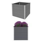 vidaXL Plantenbak verhoogd 100x100x91 cm HKC grijs, Tuin en Terras, 100 cm of meer, Verzenden, Nieuw, 60 cm of meer