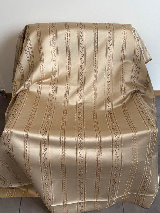 Goudbloemen op zijden strepen – Elegante lampasso met frame, Antiek en Kunst, Antiek | Kleden en Textiel