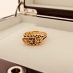 Gouden ring met amethist en witte saffier, Sieraden, Tassen en Uiterlijk, Ringen, 18 tot 19, Gebruikt, Overige kleuren, Ophalen of Verzenden