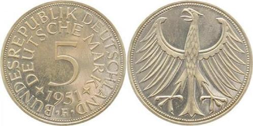 5 Dm Duitsland 5 Mark 1951 F Polierte Platte duitse Mark..., Postzegels en Munten, Munten | Europa | Niet-Euromunten, Verzenden