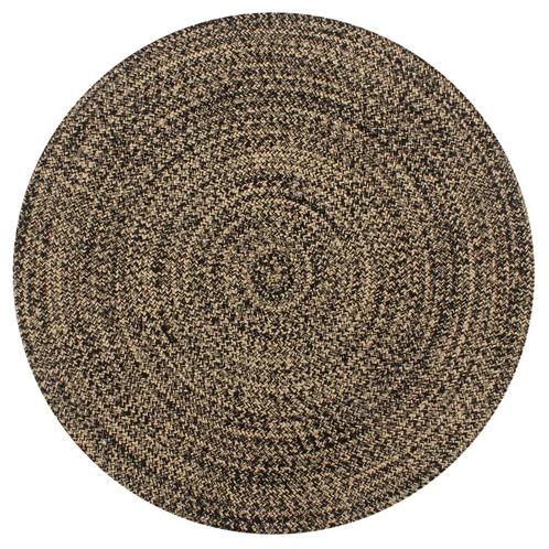 vidaXL Vloerkleed handgemaakt 150 cm jute zwart en naturel, Huis en Inrichting, Stoffering | Tapijten en Kleden, Zwart, Nieuw