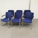 6 stuks Lande vergaderstoelen kantoor stoelen blauwe stof