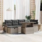 vidaXL Tuin Sofa Set met kussen met opslag 7 pcs Grijs Poly, Tuin en Terras, Tuinsets en Loungesets, Verzenden, Nieuw, Rotan