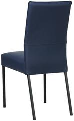 Blauwe leren moderne eetkamerstoel - poot vierkant zwart - H, Huis en Inrichting, Stoelen, Overige kleuren, Nieuw, Leer, Ophalen of Verzenden
