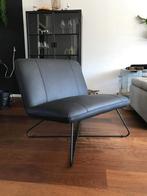Leren fauteuil zonder armleuning met kruisframe - zwart leer, Huis en Inrichting, Nieuw, Ophalen of Verzenden, 75 tot 100 cm, Industrieel