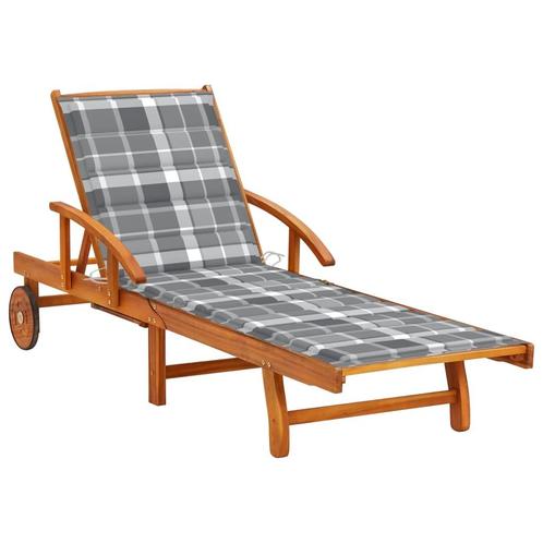 vidaXL Ligbed met kussen massief acaciahout, Tuin en Terras, Ligbedden, Nieuw, Verzenden
