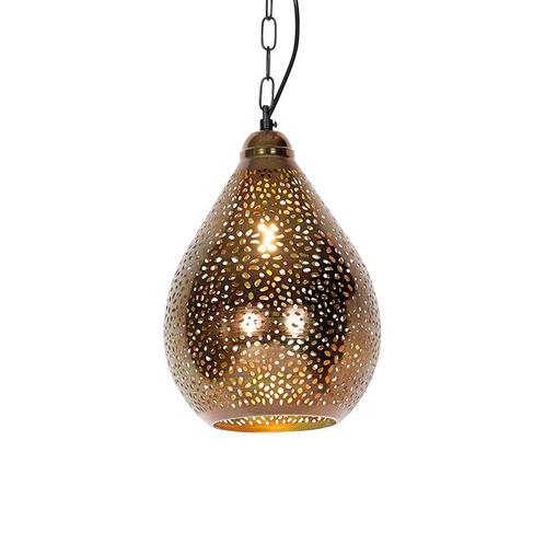 Oosterse hanglamp zwart met koper - Maru 5, Huis en Inrichting, Lampen | Hanglampen, Nieuw, Overige materialen, 75 cm of meer