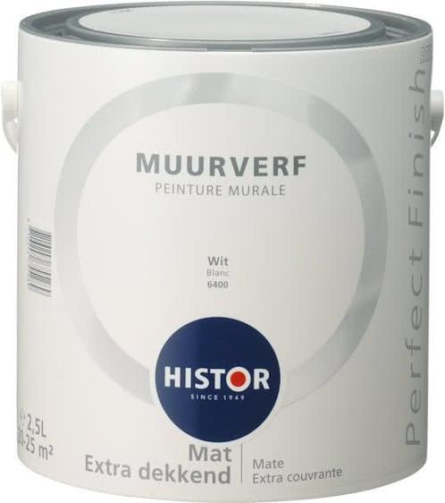 Histor Perfect Finish Muurverf Mat - Roomwit - 2,5 Liter, Doe-het-zelf en Verbouw, Verf, Beits en Lak, Verf, Wit, Nieuw, Minder dan 5 liter
