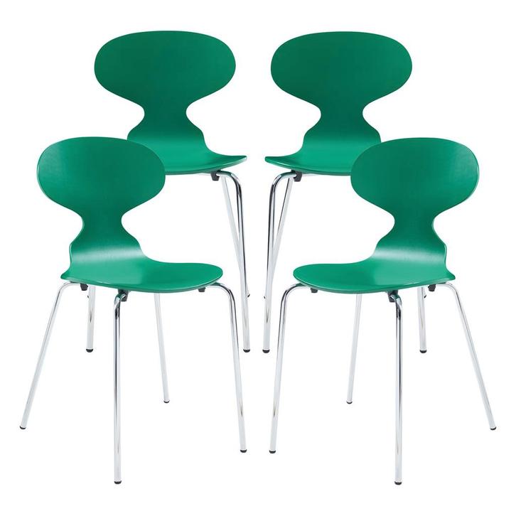 Eetkamerstoelen Kil set van 4 groen en chroom [en.casa], Huis en Inrichting, Stoelen, Verzenden