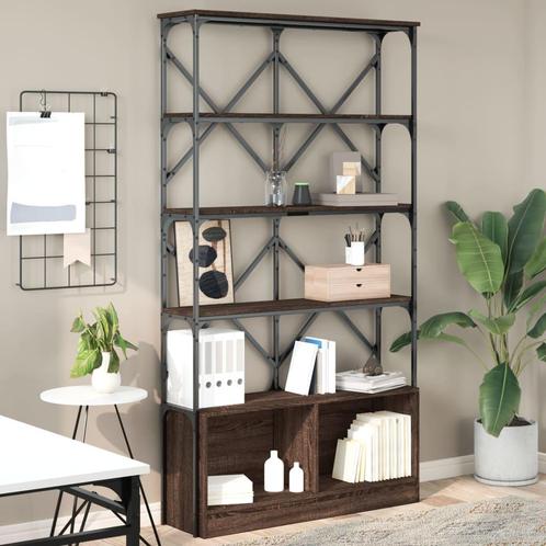 vidaXL Boekenkast 100x26x180 cm bewerkt hout en metaal bruin, Huis en Inrichting, Kasten | Boekenkasten, Nieuw, Metaal, Verzenden
