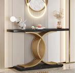 Zwarte Consoletafel met Goud Frame – Kunstmarmer Blad, Antiek en Kunst, Antiek | Meubels | Tafels, Verzenden
