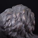Beeld, Couple of Brass Lions on Marble Base - 22 cm -, Nieuw