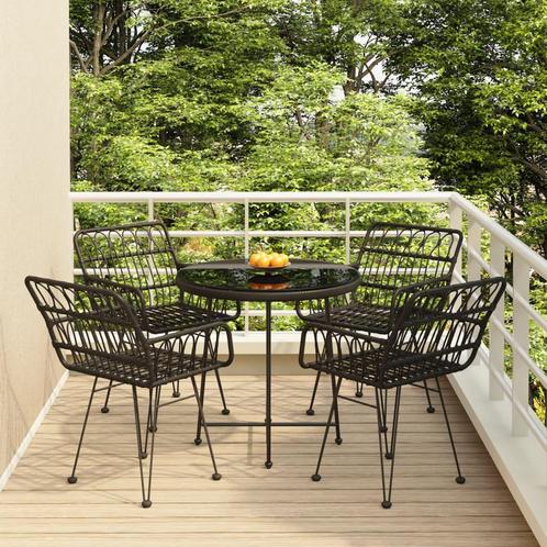 vidaXL 5-delige Tuinset poly rattan zwart, Tuin en Terras, Tuinsets en Loungesets, Tuinset, Nieuw, 5 zitplaatsen, Rotan, Verzenden