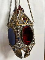 Handgemaakt - Godslamp - koper, gekleurd glas en strass