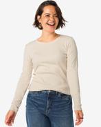 HEMA Dames T-shirt Clara rib gebroken wit, Verzenden, Nieuw