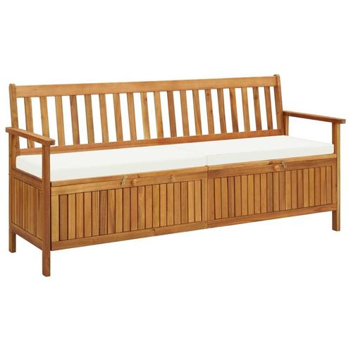 vidaXL Opbergbankje met kussen 170 cm massief acaciahout, Tuin en Terras, Tuinbanken, Nieuw, Hout, Verzenden