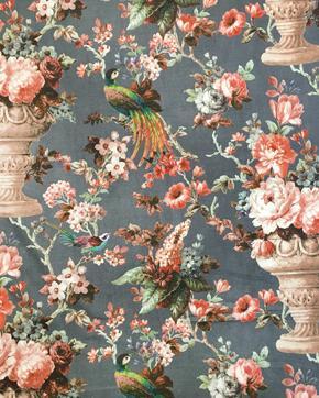 Zware Katoen Engelse Bloementuin Blauw, Hobby en Vrije tijd, Stoffen en Lappen, Blauw, Nieuw
