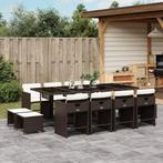 vidaXL 13-delige Tuinset met kussens poly rattan bruin, 2 zitplaatsen, Nieuw, Tuinset, Verzenden