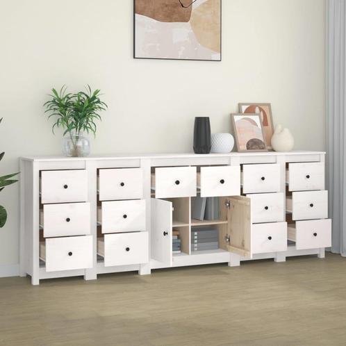 vidaXL Dressoir 230x35x80 cm massief grenenhout wit, Huis en Inrichting, Kasten | Dressoirs, 25 tot 50 cm, Nieuw, Minder dan 50 cm