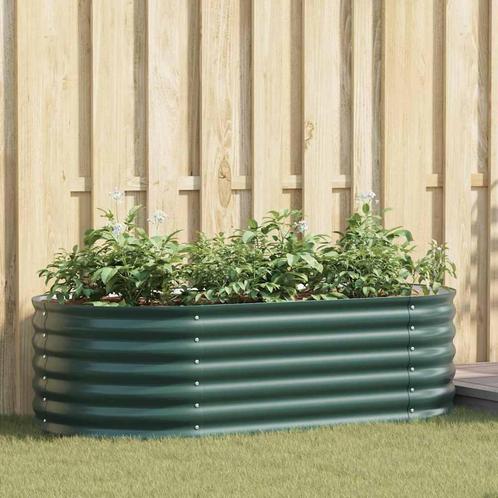 vidaXL Verhoogde plantenbak Groen 160 x 80 x 44 cm Staal, Tuin en Terras, Bloembakken en Plantenbakken, Nieuw, Metaal, Verzenden