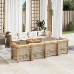 vidaXL 9-delige Loungeset met kussens poly rattan beige, Verzenden, Nieuw, Rotan, Loungeset